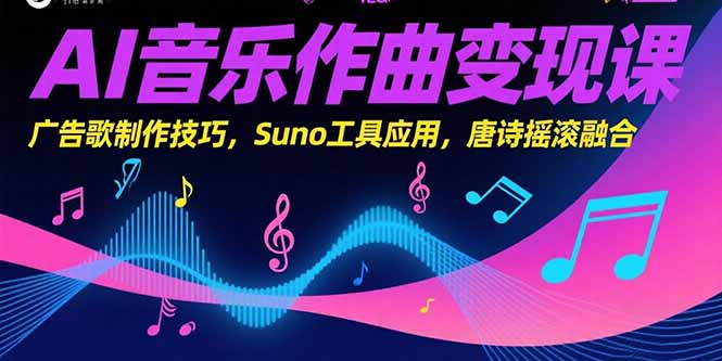 AI音乐作曲变现课，广告歌制作技巧，Suno工具应用，唐诗摇滚融合-缘梦网创