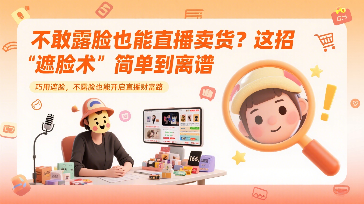 不敢露脸也能直播卖货？这招 “遮脸术” 简单到离谱-缘梦网创