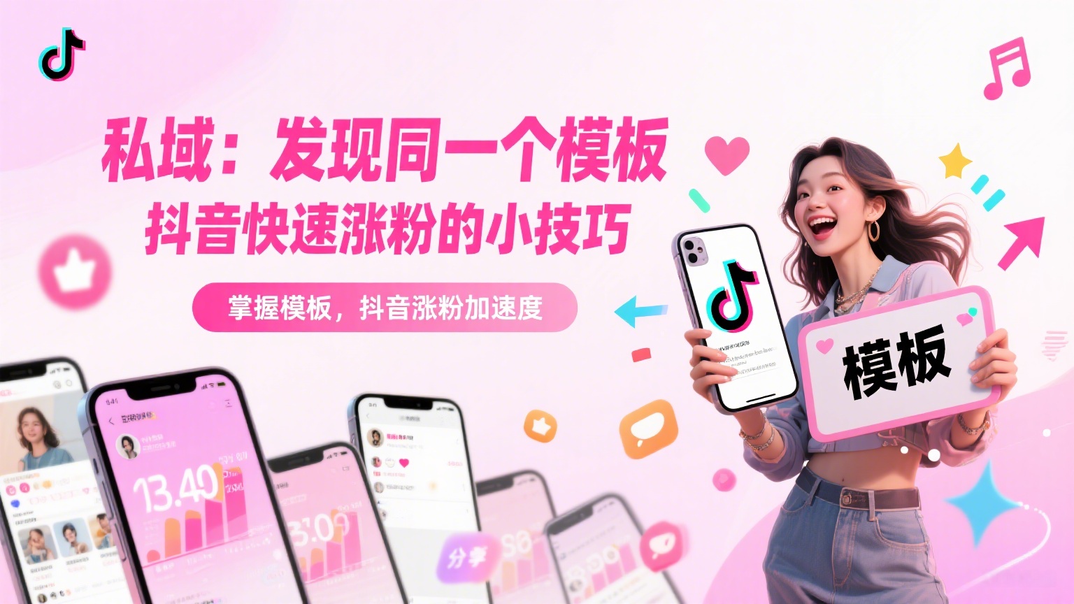 发现同一个模板，抖音快速涨粉的小技巧-缘梦网创