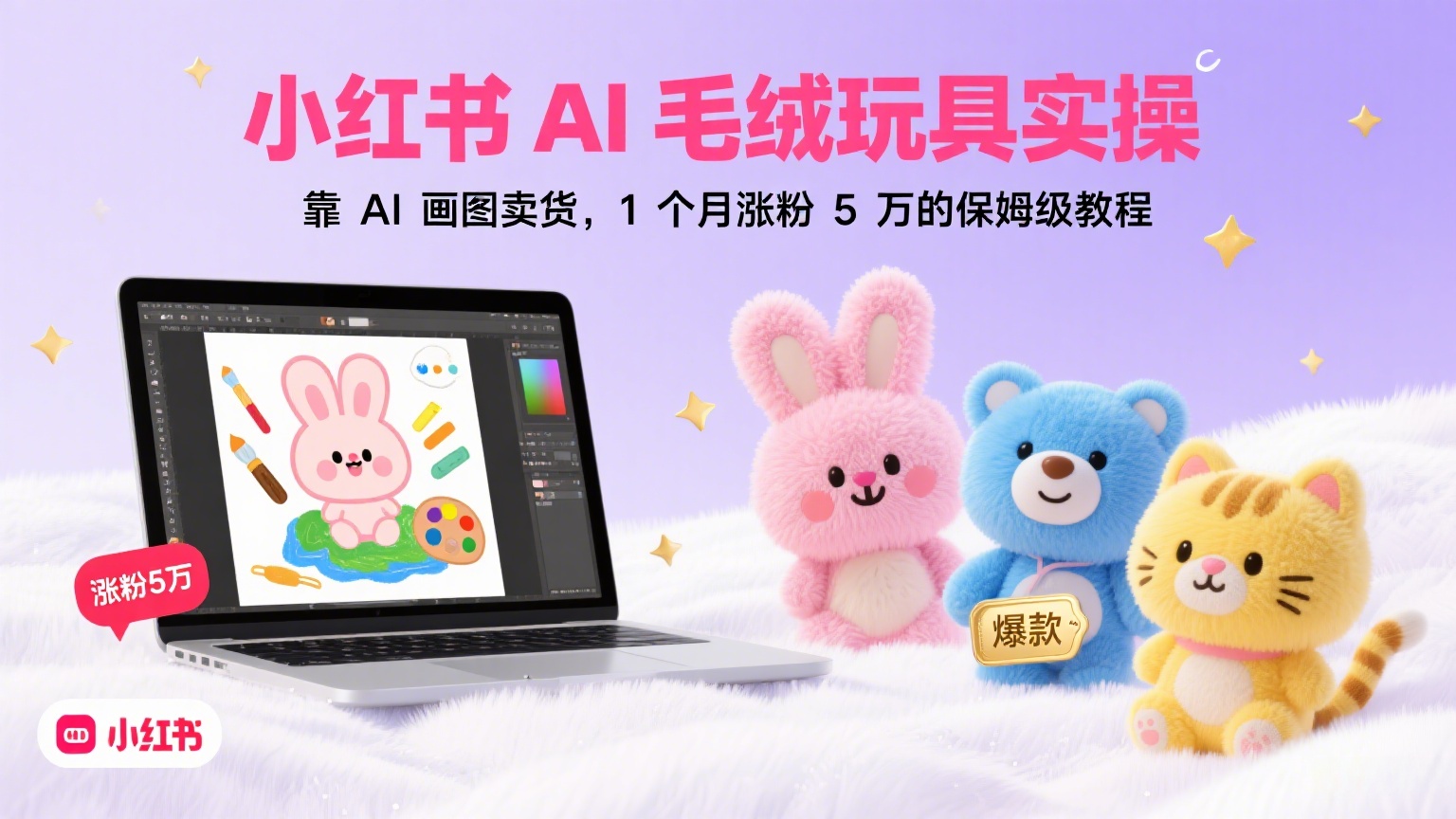 小红书 AI 毛绒玩具实操：靠 AI 画图卖货，1 个月涨粉 5 万的保姆级教程-缘梦网创