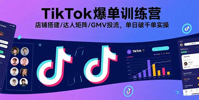 TikTok爆单训练营，店铺搭建/达人矩阵/GMV投流，单日破千单实操-缘梦网创