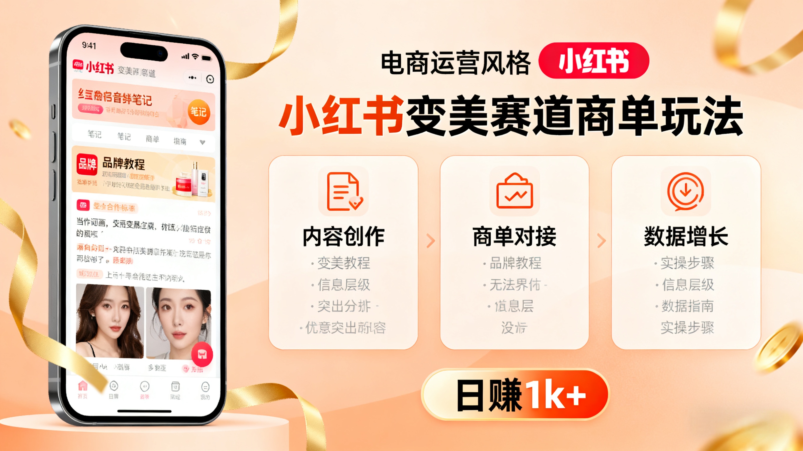 小红书变美赛道商单玩法：一周上手，日赚 1k + 的实操指南-缘梦网创