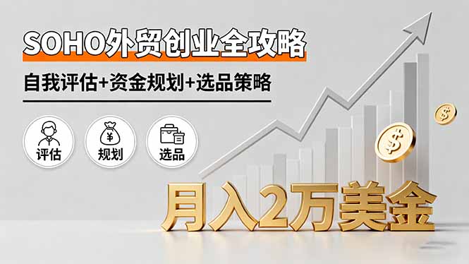 SOHO外贸创业全攻略，自我评估+资金规划+选品策略，月入2万美金-缘梦网创