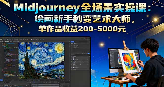 Midjourney全场景实操课：绘画新手秒变艺术大师，单作品收益200-5000元-缘梦网创