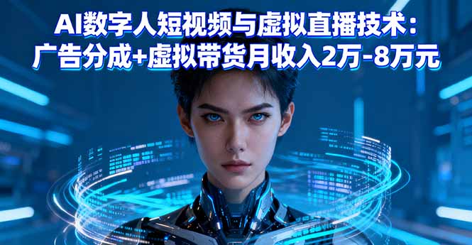 AI数字人短视频与虚拟直播技术：广告分成+虚拟带货月收入2万-8万元-缘梦网创