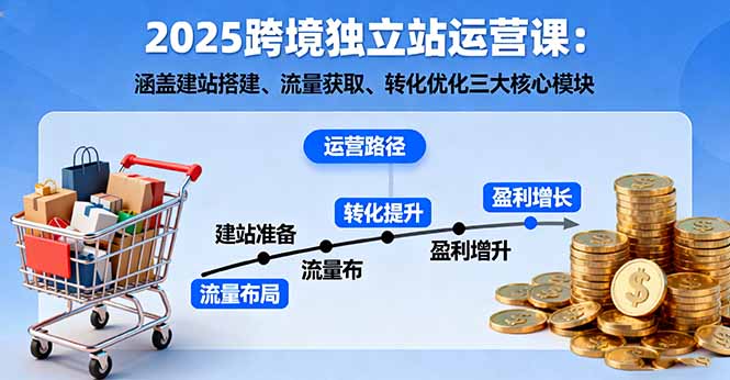 2025跨境独立站运营课：涵盖建站搭建、流量获取、转化优化三大核心模块-缘梦网创