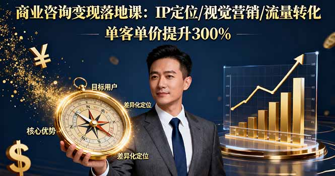 商业咨询变现落地课：IP定位/视觉营销/流量转化，单客单价提升300%-缘梦网创
