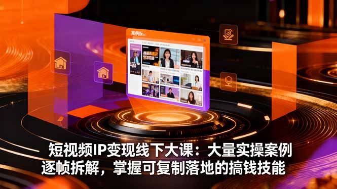 短视频IP变现线下大课：大量实操案例逐帧拆解，掌握可复制落地的搞钱技能-缘梦网创