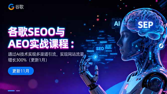 谷歌SEO与AEO实战课程：通过AI技术实现多渠道引流，实现网站流量增长300%-缘梦网创