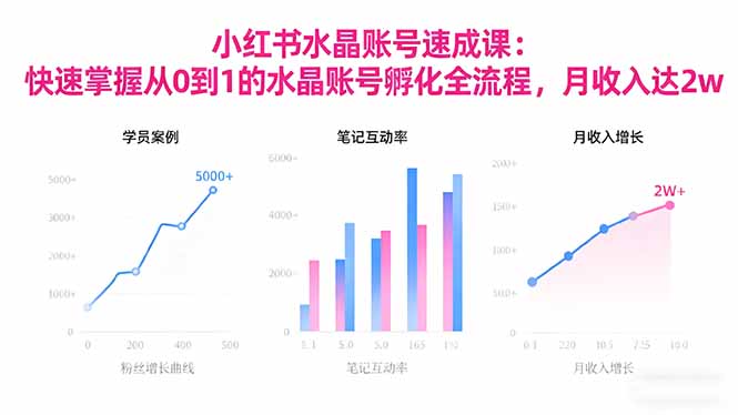 2025小红书水晶账号速成课：快速掌握从0-1水晶账号孵化全流程，月收入达2w-缘梦网创