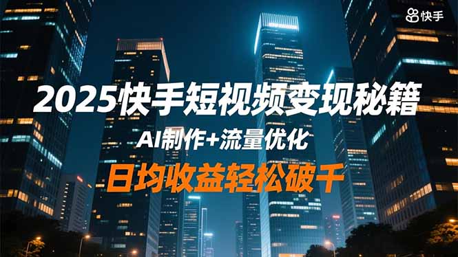 2025快手短视频变现秘籍，AI制作+流量优化，日均收益轻松破千-缘梦网创