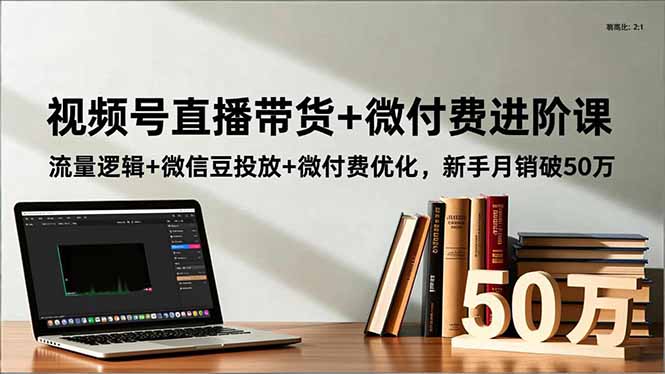 视频号直播带货+微付费进阶课：流量逻辑+微信豆投放+微付费优化，新手月销破50万-缘梦网创