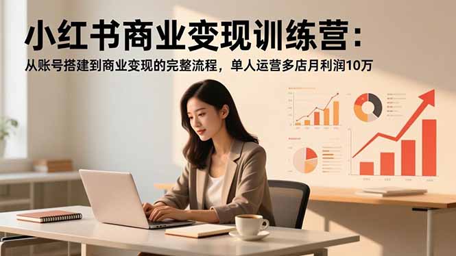 小红书商业变现训练营：从账号搭建到商业变现的完整流程，单人运营多店月利润10万-缘梦网创