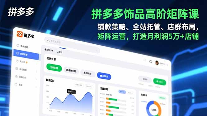 拼多多饰品高阶矩阵课，铺款策略、全站托管、店群布局，矩阵运营，打造月利润5万+店铺-缘梦网创