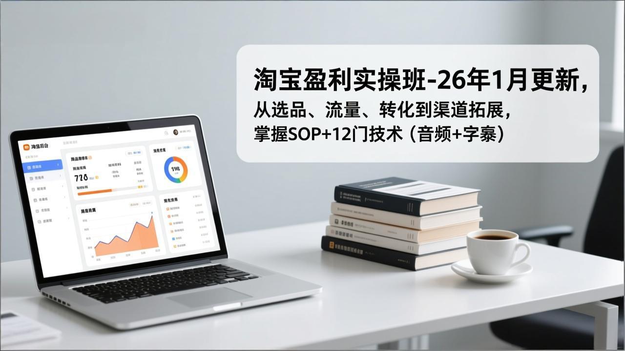 淘宝盈利实操班-26年1月更新，从选品、流量、转化到渠道拓展，掌握SOP+12门技术（音频+字幕）-缘梦网创