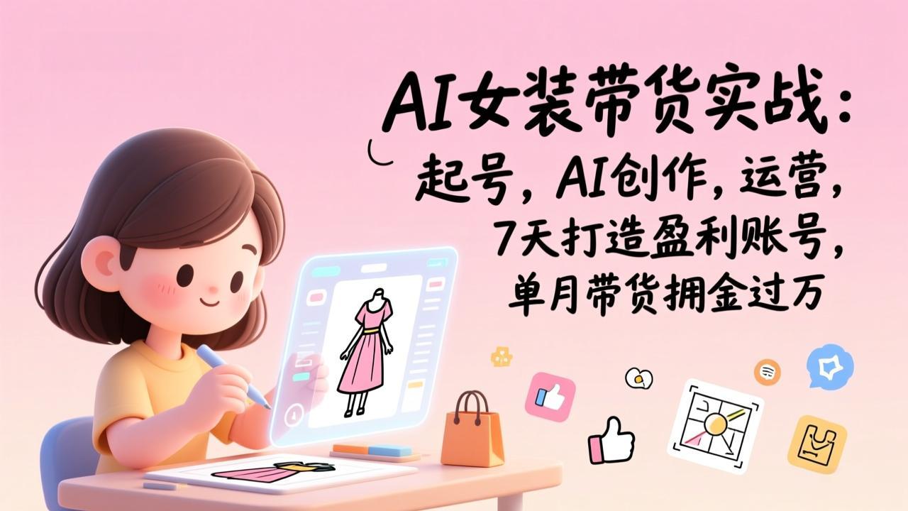 AI女装带货实战班（完结）：起号，AI创作，运营，7天打造盈利账号，单月带货佣金过万-缘梦网创