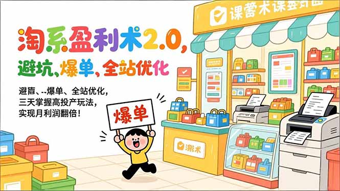 淘系盈利术2.0，避坑、爆单、全站优化，三天掌握高投产玩法，实现月利润翻倍！-缘梦网创