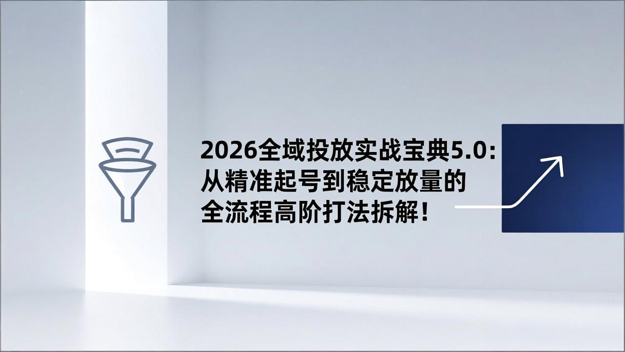 2026全域投放实战宝典5.0：从精准起号到稳定放量的全流程高阶打法拆解！-缘梦网创