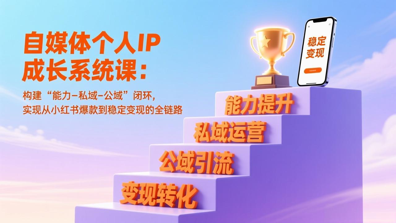 自媒体个人IP成长系统课：构建“能力-私域-公域”闭环，实现从小红书爆款到稳定变现的全链路-缘梦网创