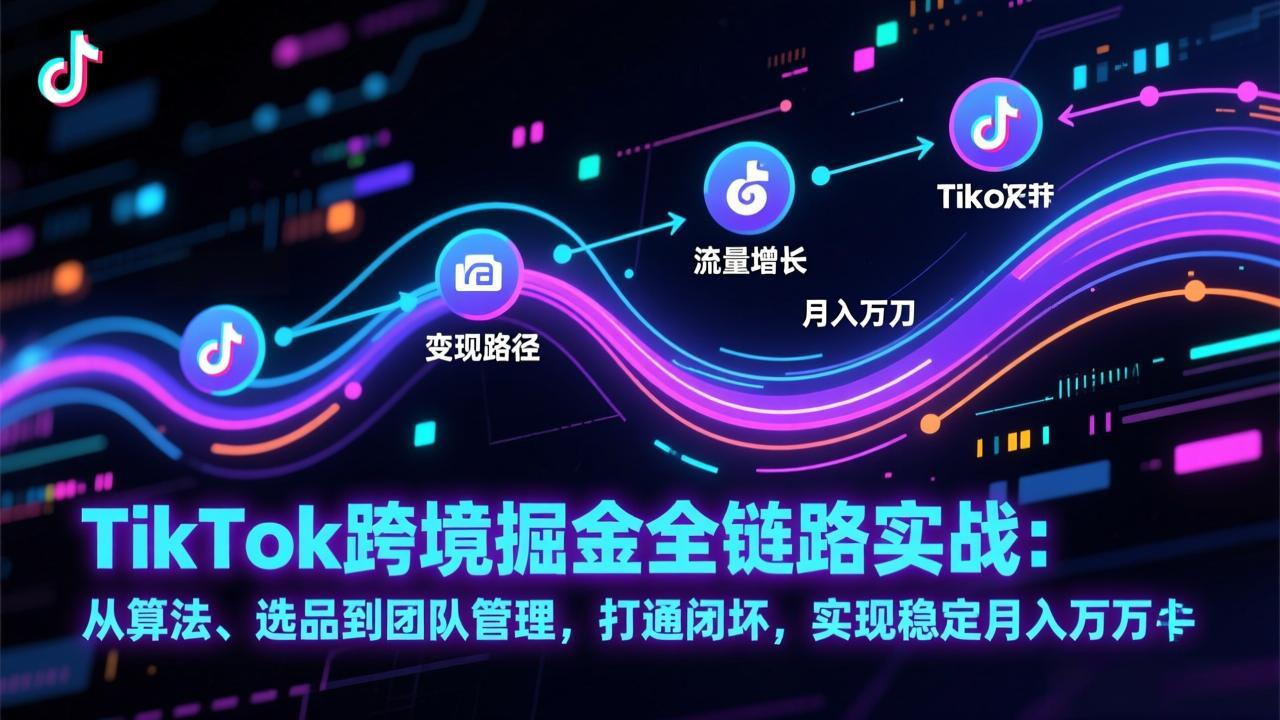 TikTok跨境掘金全链路实战：从算法、选品到团队管理，打通闭环，实现稳定月入万刀-缘梦网创