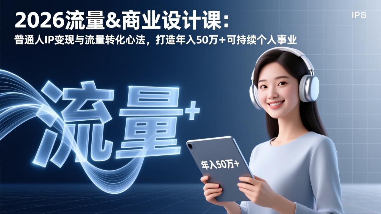 2026流量&商业设计课：普通人IP变现与流量转化心法，打造年入50万+可持续个人事业-缘梦网创