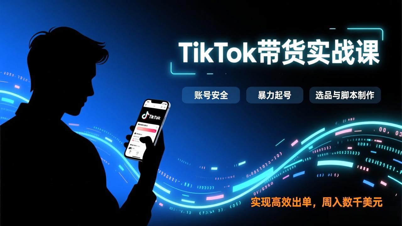 TikTok带货实战课,涵盖账号安全、暴力起号、选品与脚本制作,实现高效出单,周入数千美元-缘梦网创