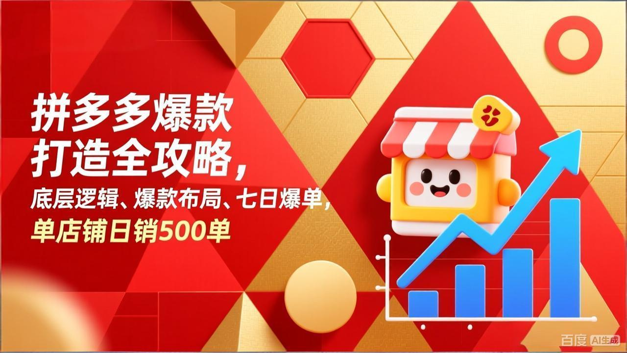 拼多多爆款打造全攻略,底层逻辑、爆款布局、七日爆单,单店铺日销500单-缘梦网创