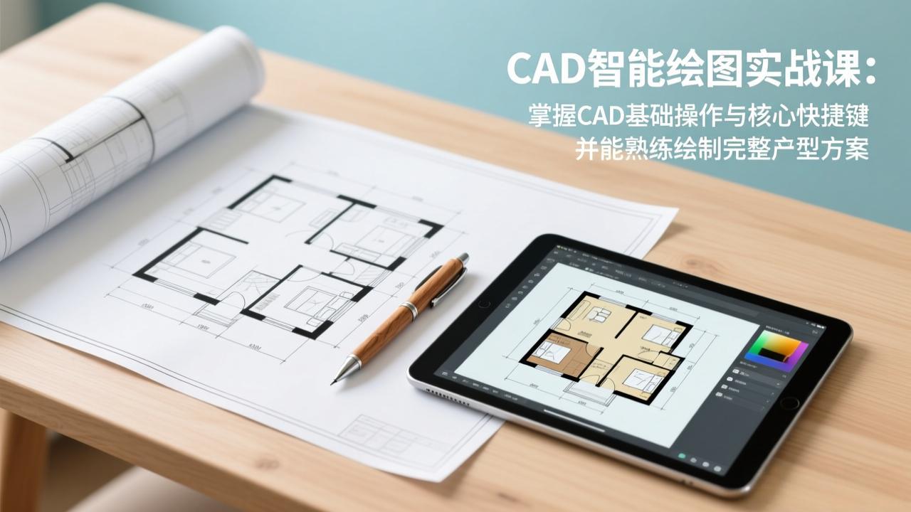CAD智能绘图实战课:掌握CAD基础操作与核心快捷键,并能熟练绘制完整户型方案-缘梦网创