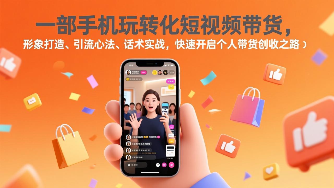 一部手机玩转化短视频带货，形象打造、引流心法、话术实战，快速开启个人带货创收之路-缘梦网创