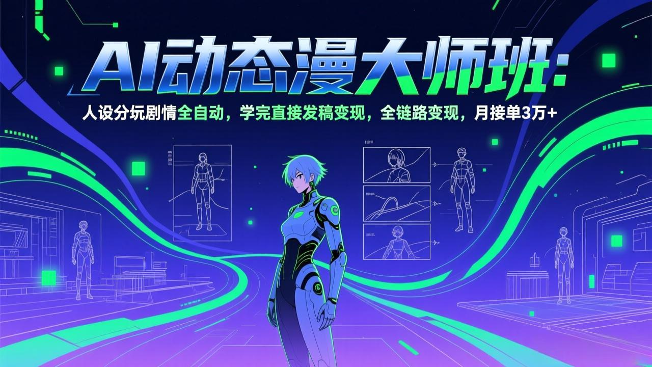 AI动态漫剧大师班：人设分镜剧情全自动，学完直接发稿变现，全链路变现，月接单3万+-缘梦网创
