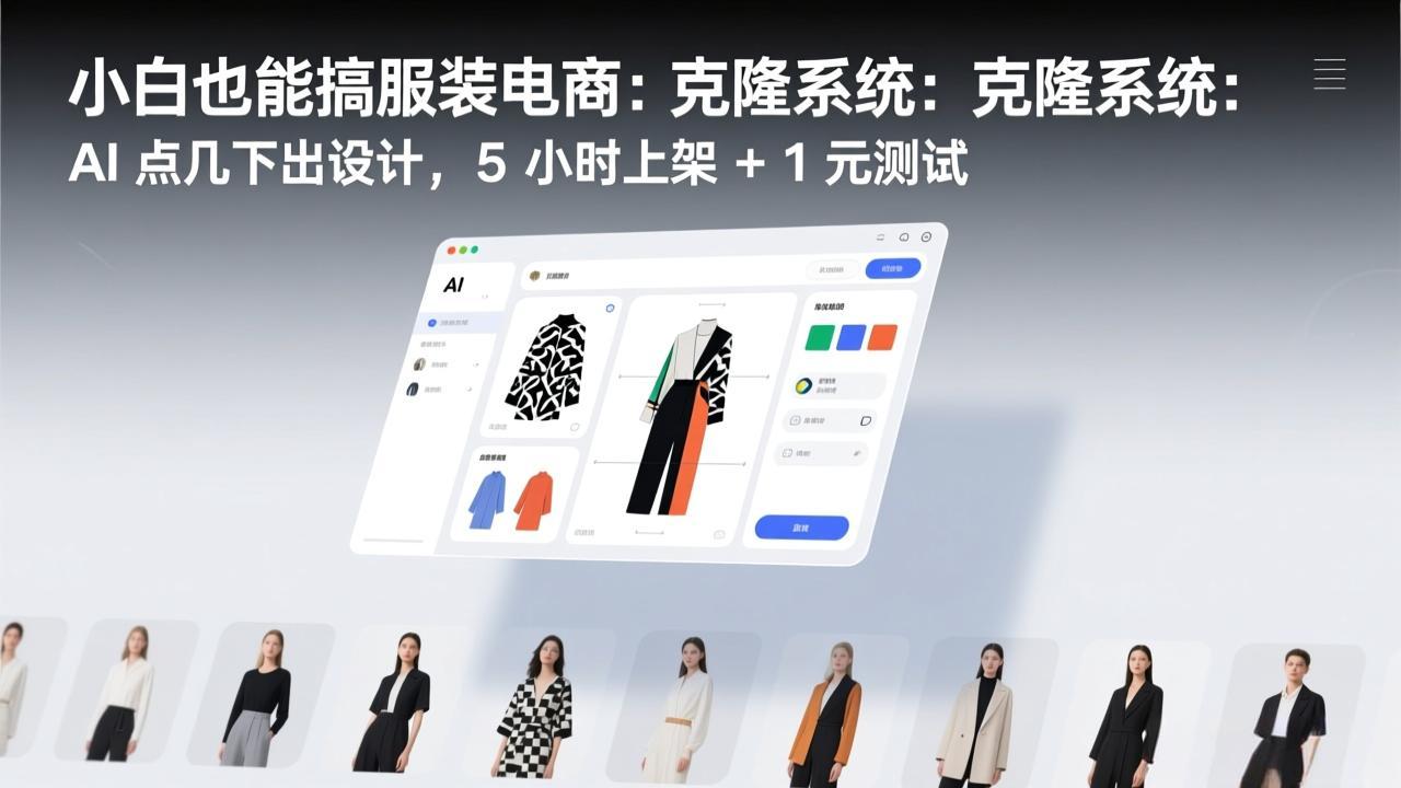 小白也能搞服装电商：克隆系统：AI 点几下出设计，5 小时上架 + 1 元测试-缘梦网创