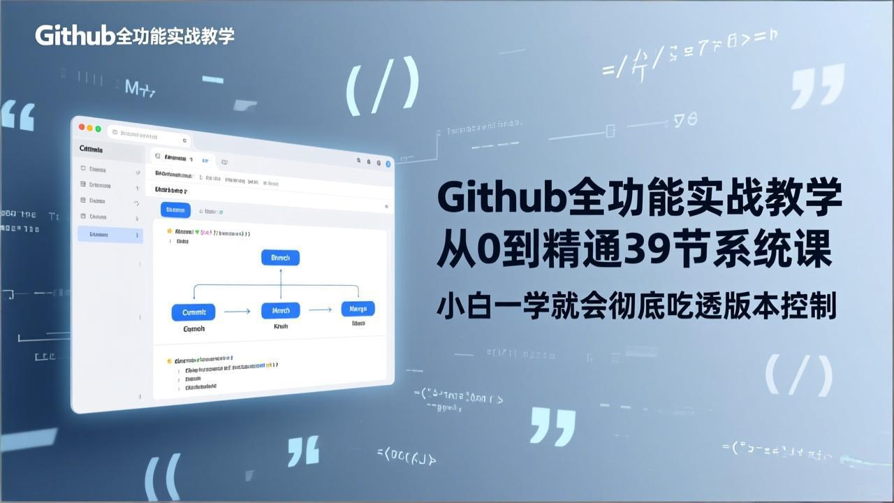 GitHub-全功能实战教学，从0到精通39节系统课，小白一学就会彻底吃透版本控制-缘梦网创