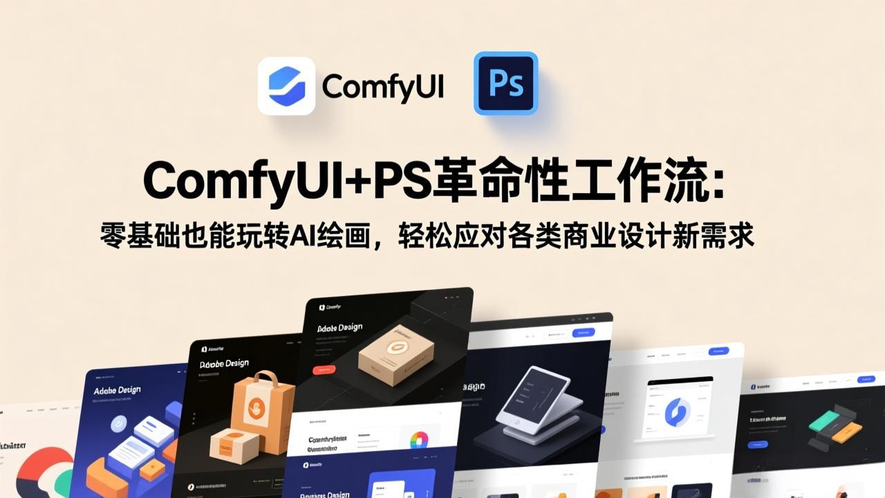 ComfyUI+PS革命性工作流：零基础也能玩转AI绘画，轻松应对各类商业设计新需求-缘梦网创