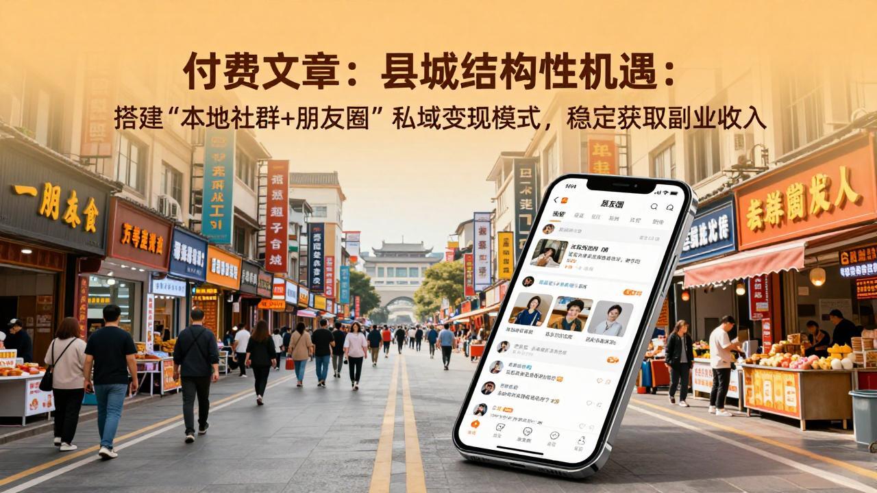 付费文章：县城结构性机遇：搭建“本地社群+朋友圈”私域变现模式，稳定获取副业收入-缘梦网创