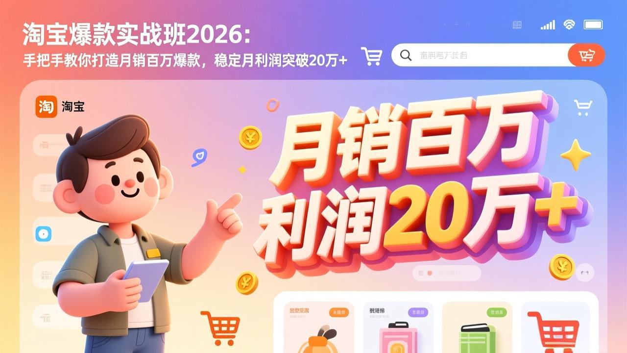 淘宝爆款实战班-2026年3月更新：手把手教你打造月销百万爆款，稳定月利润突破20万+-缘梦网创
