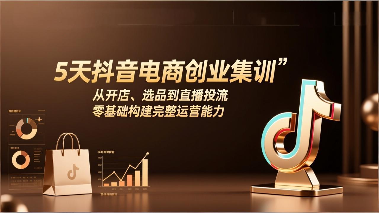5天抖音电商创业集训：从开店、选品到直播投流，零基础构建完整运营能力-缘梦网创