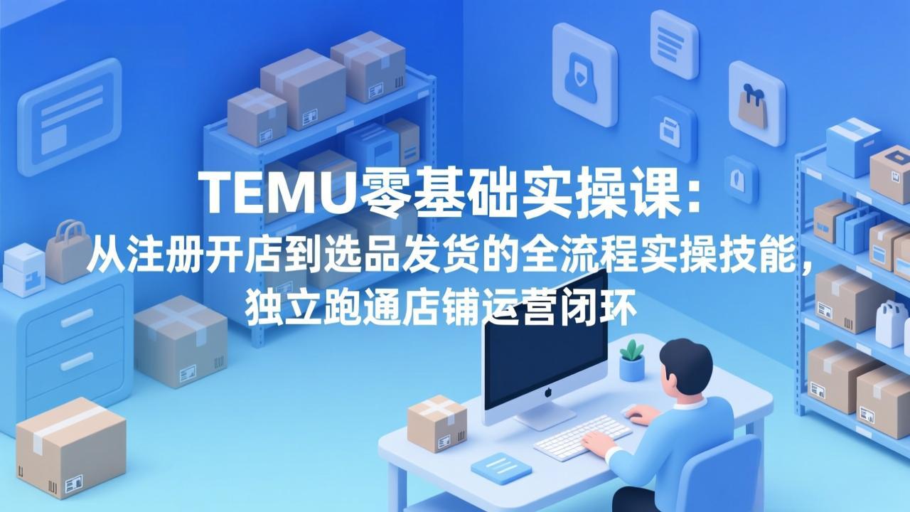 TEMU零基础实操课：从注册开店到选品发货的全流程实操技能，独立跑通店铺运营闭环-缘梦网创