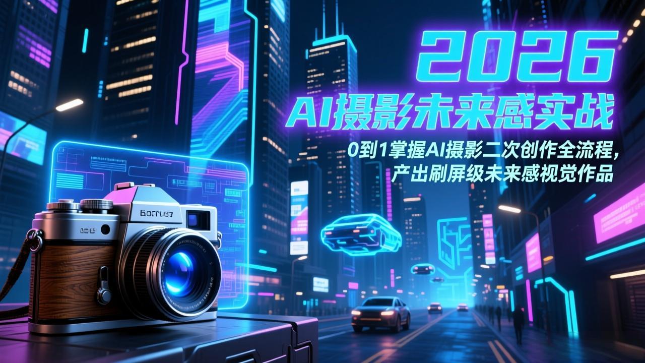 2026 AI摄影未来感实战：0到1掌握AI摄影二次创作全流程，产出刷屏级未来感视觉作品-缘梦网创