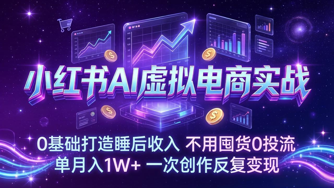 小红书AI虚拟电商实战：0基础打造睡后收入，不用囤货0投流，单月入1W+，一次创作反复变现-缘梦网创