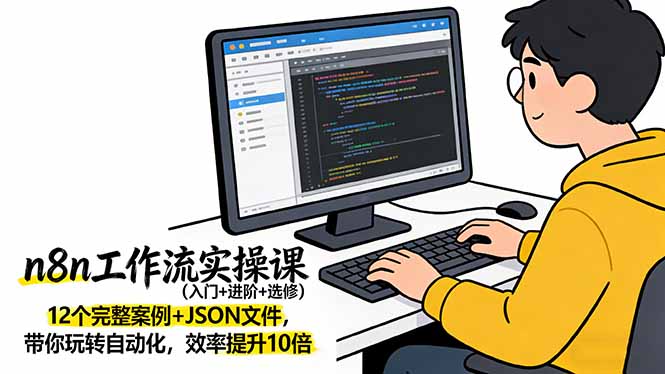 n8n工作流实操课（入门+进阶+选修）12个完整案例+JSON文件，带你玩转自动化-缘梦网创