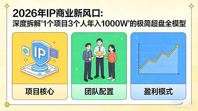 2026年IP商业新风口：深度拆解1个项目3个人年入1000W的极简超盘全模型-缘梦网创
