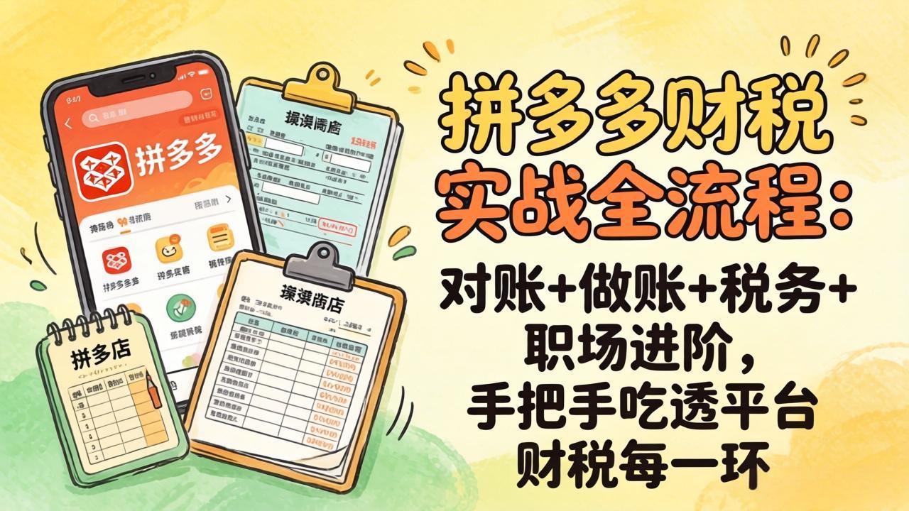 拼多多财税实操全流程：对账+做账+税务+职场进阶，手把手吃透平台财税每一环-缘梦网创