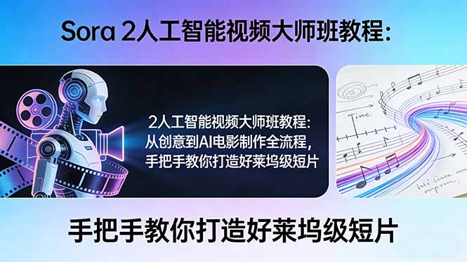 Sora 2人工智能视频大师班教程：从创意到AI电影制作全流程，手把手教你打造好莱坞级短片-缘梦网创
