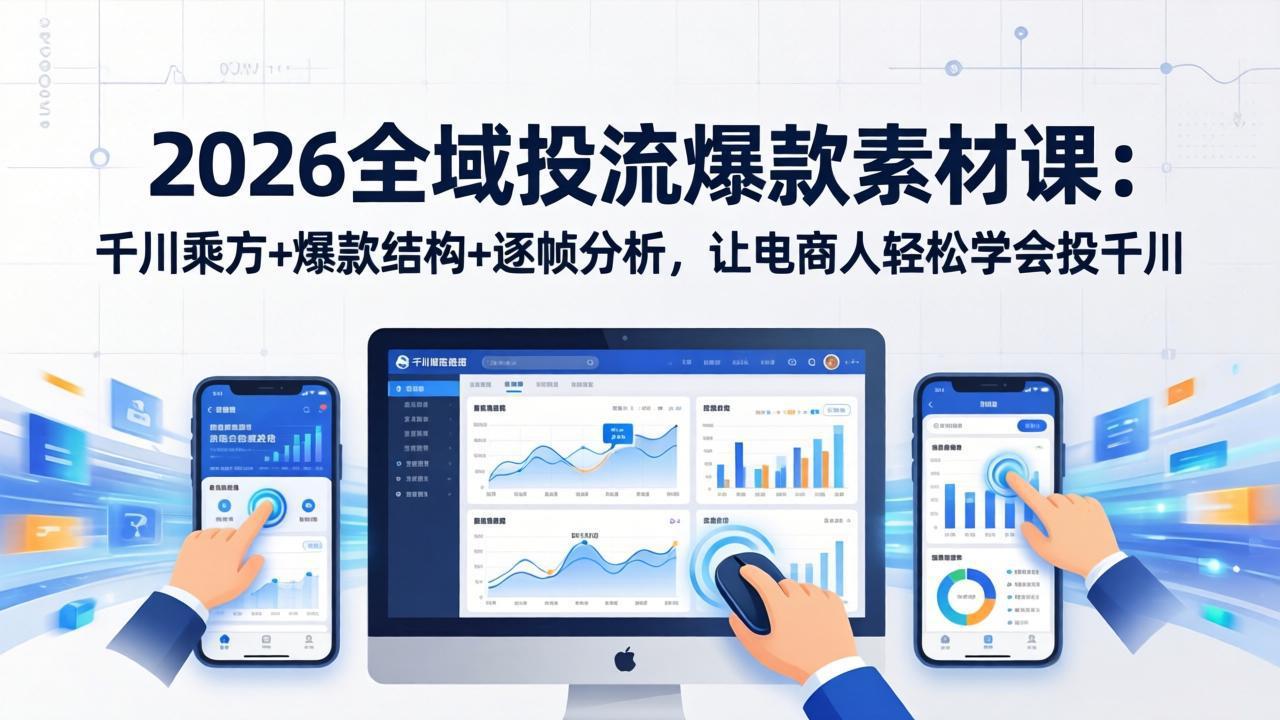 2026全域投流爆款素材课：千川乘方+爆款结构+逐帧分析，让电商人轻松学会投千川-缘梦网创