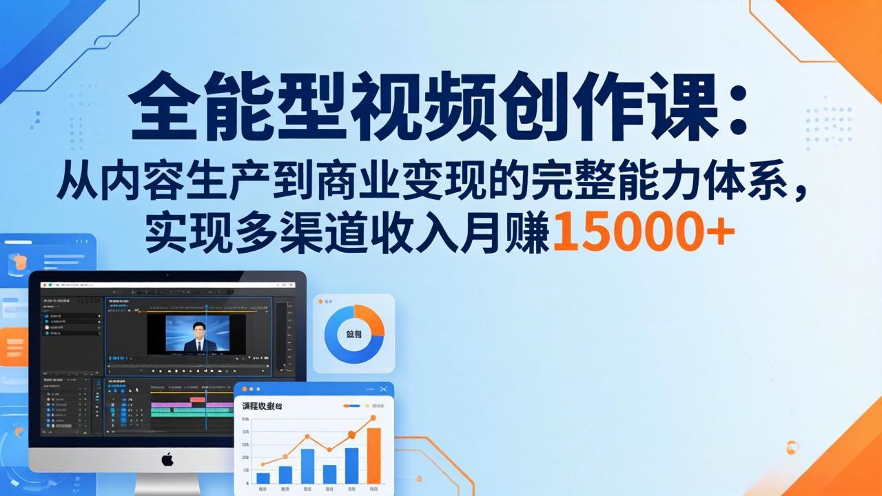 全能型视频创作课-26年3月更新：从内容生产到商业变现的完整能力体系，多渠道收入月赚15000+-缘梦网创