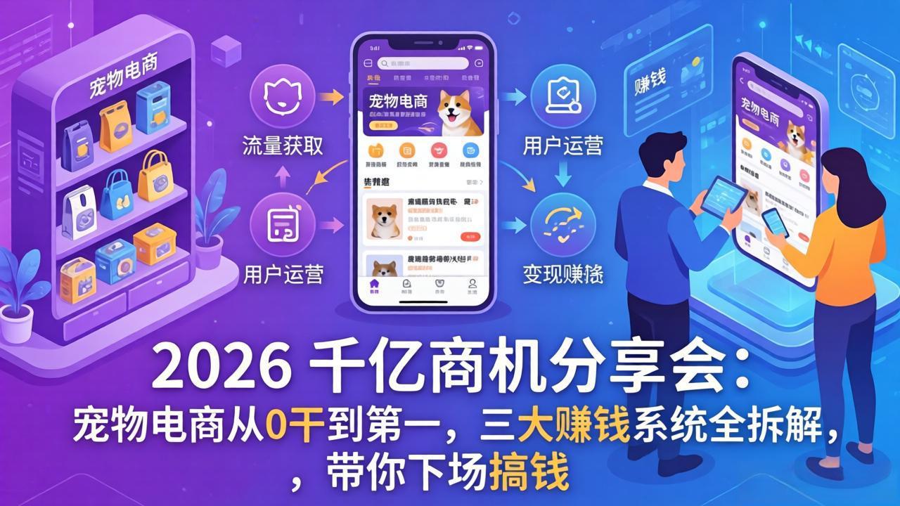 2026 千亿商机分享会：宠物电商从0干到第一，三大赚钱系统全拆解，带你下场搞钱-缘梦网创
