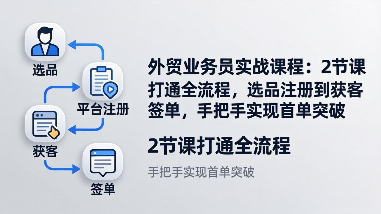 外贸业务员实战课程：2节课打通全流程，选品注册到获客签单，手把手实现首单突破-缘梦网创