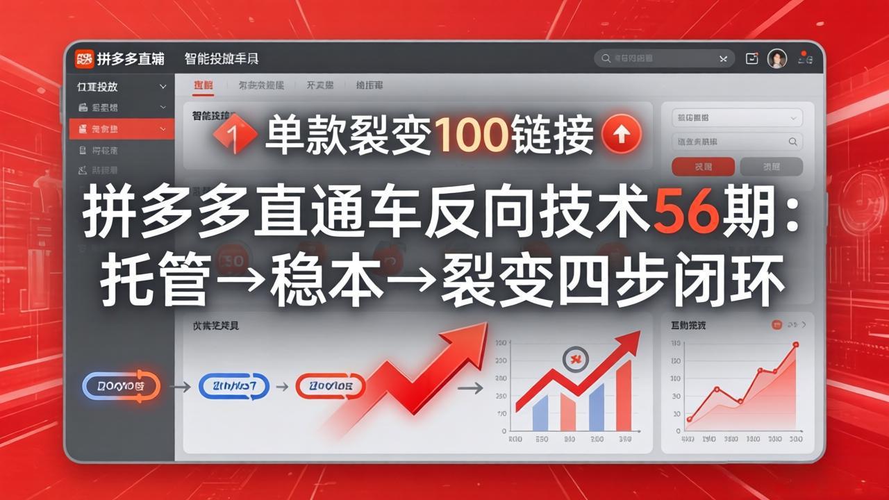 拼多多直通车反向技术56期:托管→稳本→裂变四步闭环,单款裂变100链接抢占核心流量-缘梦网创