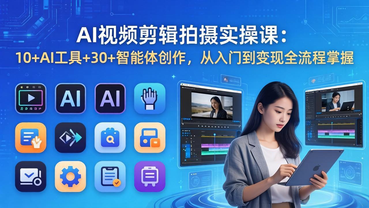 AI 视频剪辑拍摄实操课:10+AI工具+30+智能体创作,从入门到变现全流程掌握-缘梦网创