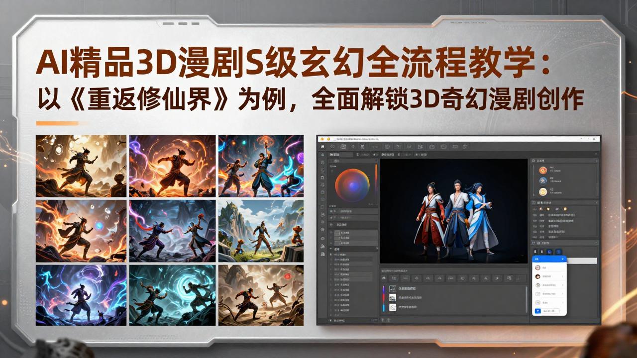 AI精品3D漫剧S级玄幻全流程教学：以《重返修仙界》为例，全面解锁3D奇幻漫剧创作-缘梦网创